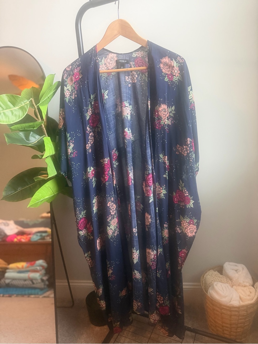 torrid Navy Floral Open-Front Kimono